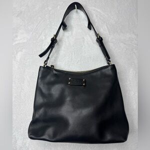 Kate Spade Black Leather Shoulder Bag Handbag Pink Interior